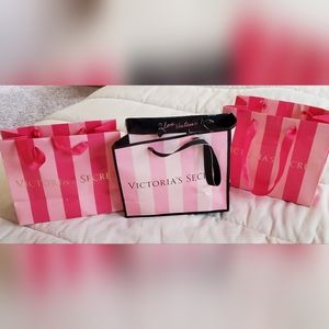 Trio of Victoria Secret panty bags and square gift box